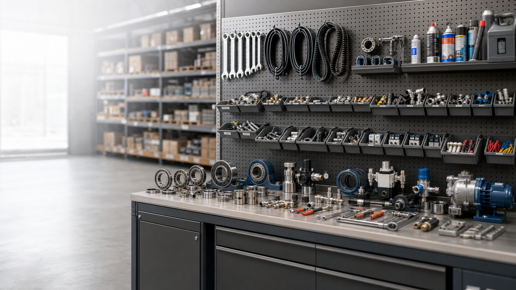 Organized MRO parts bench